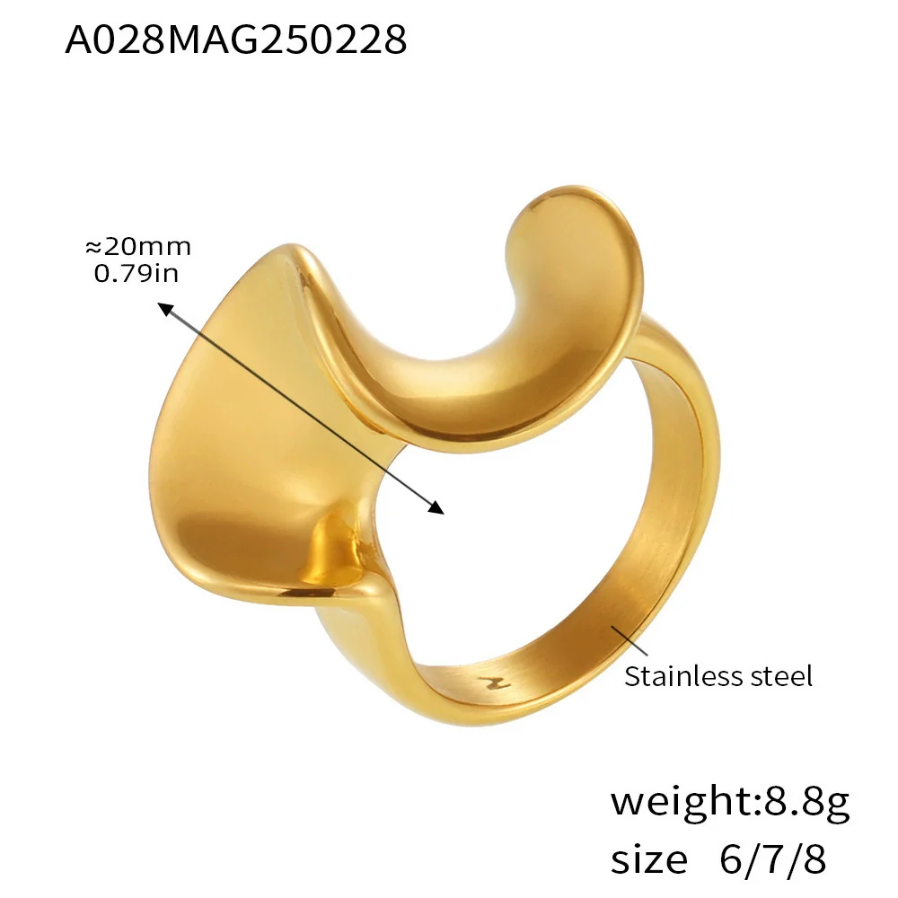 Wholesale Women's Light Luxury Geometric Stainless Steel 18K Gold Plated Ferris Wheel Ring - Image 8