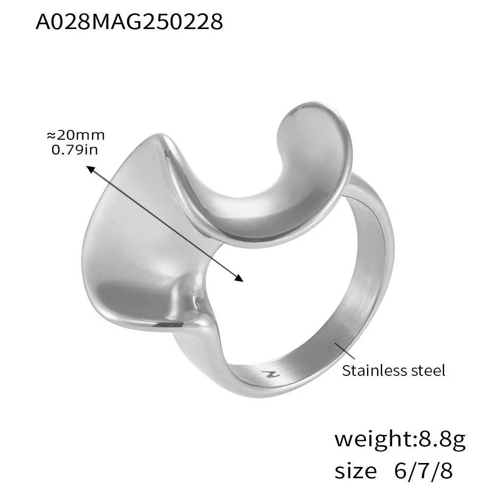 Wholesale Women's Light Luxury Geometric Stainless Steel 18K Gold Plated Ferris Wheel Ring - Image 9