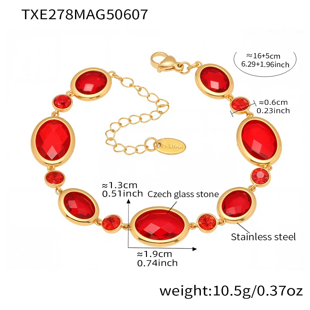 Wholesale Women's Light Luxury Geometric Stainless Steel And Czech Glass Stone Ferris Wheel Oval Faceted Electroplated Bracelet Jewelry - Image 8