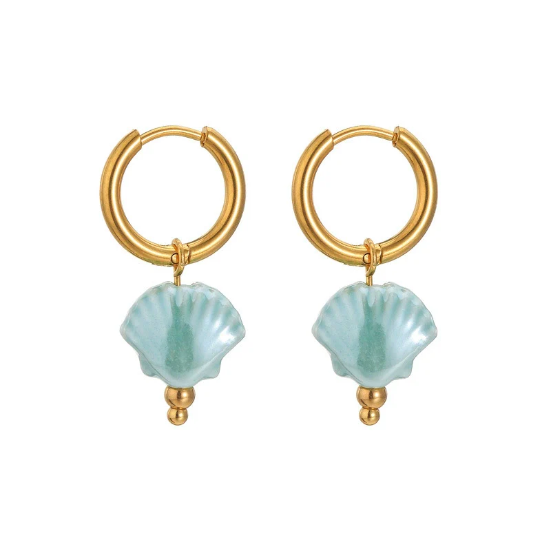 Wholesale Women's Light Luxury Geometric Stainless Steel Earrings With Macaron Color And Electroplating Treatment - Image 11