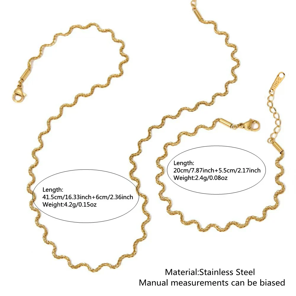 Wholesale Women's Light Luxury Geometric Stainless Steel Electroplated Bracelet And Necklace Set - Image 4