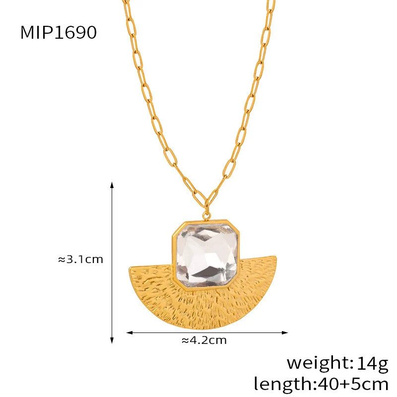 Wholesale Women's Light Luxury Geometric Stainless Steel Electroplated Earrings And Necklace - Image 8