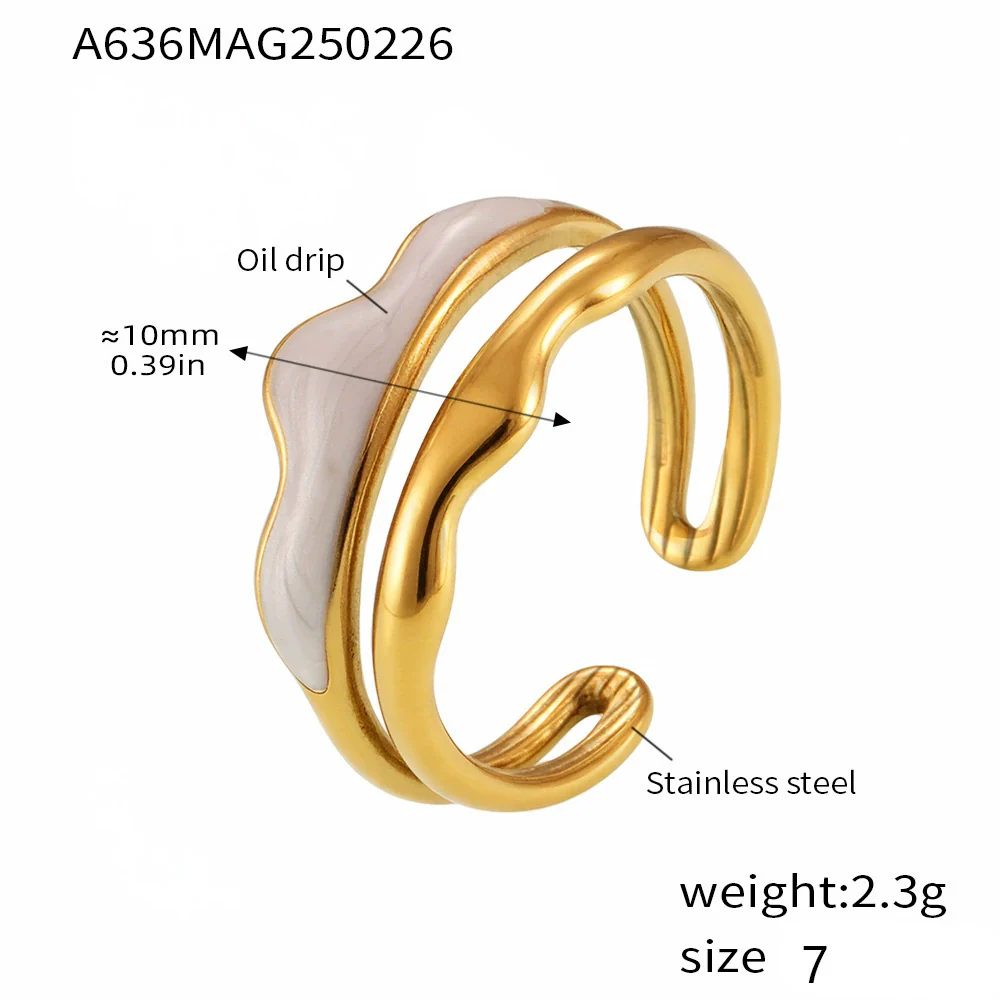 Wholesale Women's Light Luxury Geometric Stainless Steel Electroplated Ferris Wheel Ring - Image 17