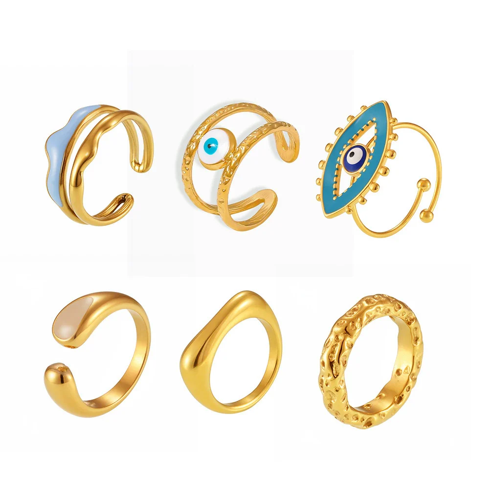 Wholesale Women's Light Luxury Geometric Stainless Steel Electroplated Ferris Wheel Ring - Image 5