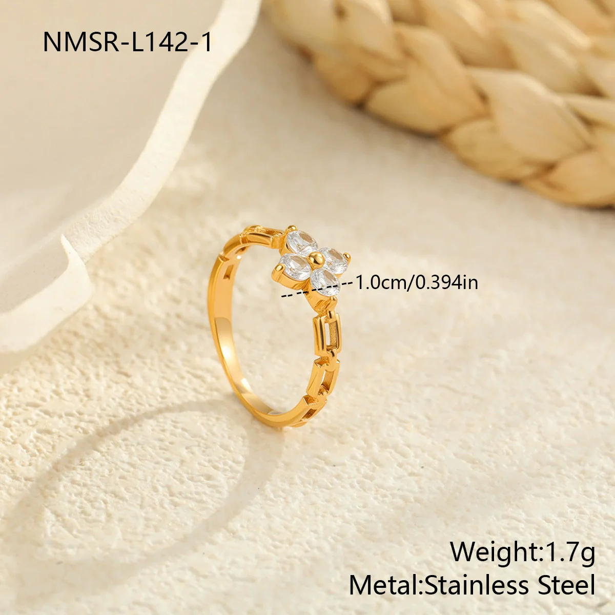 Wholesale Women's Light Luxury Geometric Stainless Steel Electroplated Heart Ring With Zircon Encrusted - Image 10