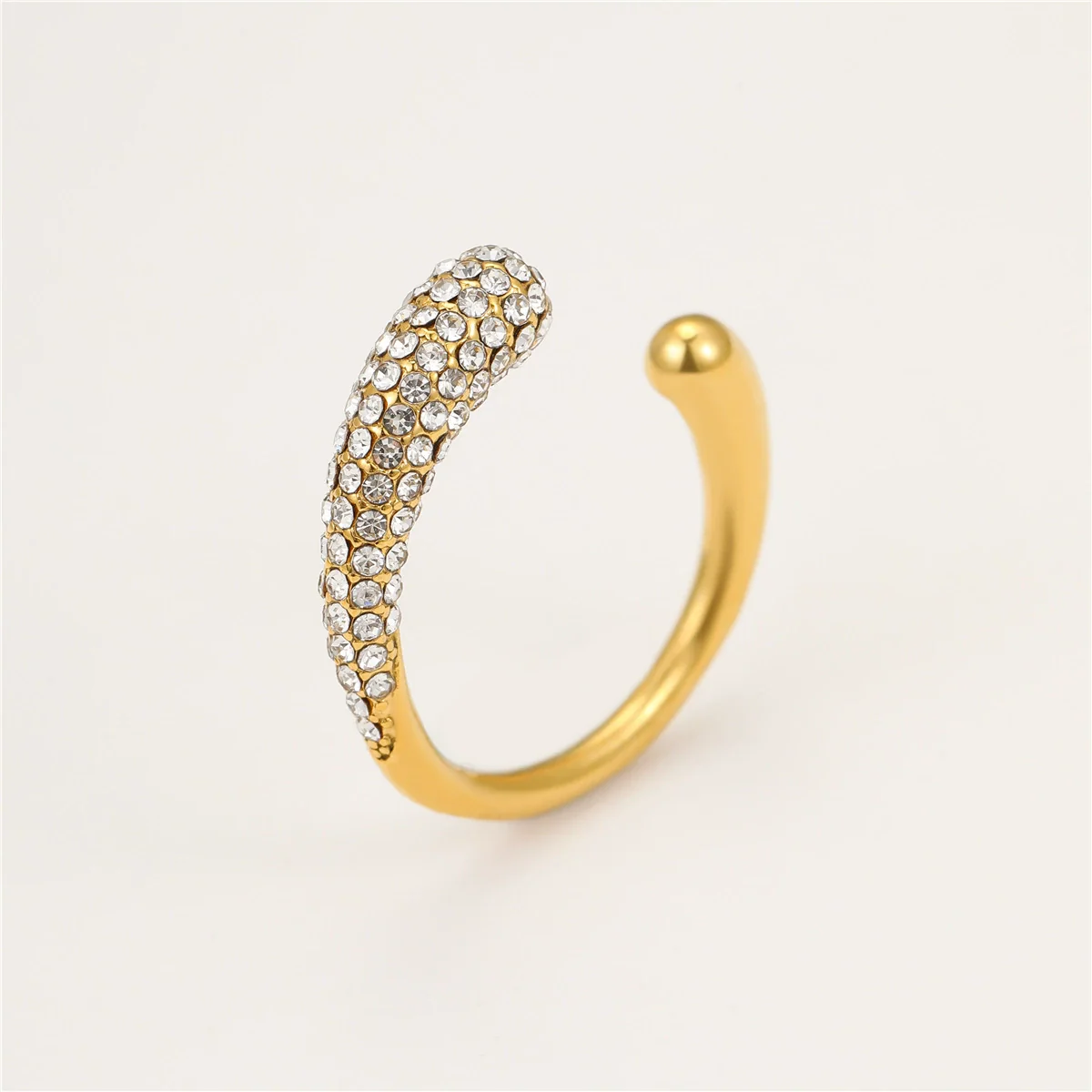 Wholesale Women's Light Luxury Geometric Stainless Steel Electroplated Inlaid With White Diamond Open Ring - Image 5