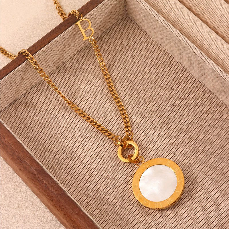 Wholesale Women's Light Luxury Geometric Stainless Steel Electroplated Round Necklace Sweater Chain - Image 4