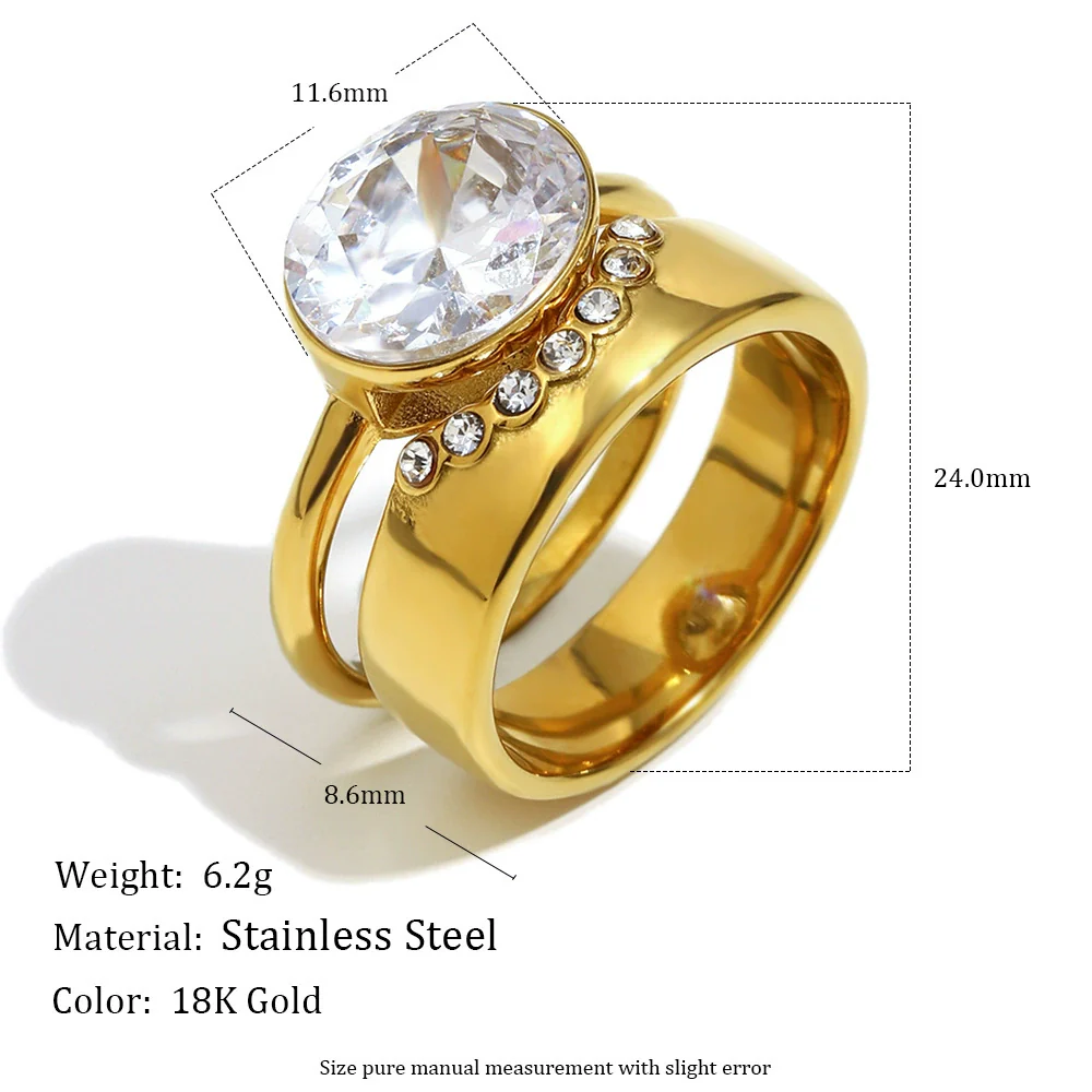 Wholesale Women's Light Luxury Geometric Stainless Steel Electroplated Stacked Rings Hand Jewelry - Image 2