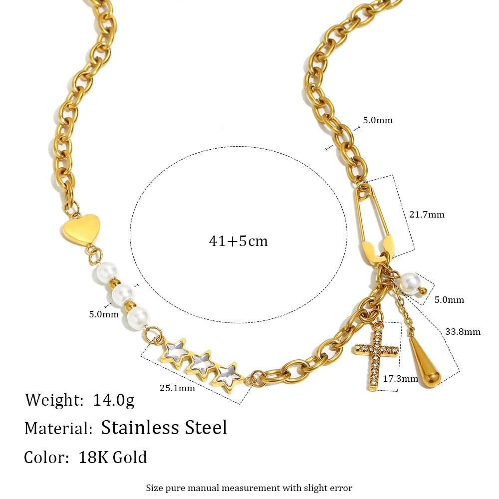 Wholesale Women's Light Luxury Geometric Stainless Steel Electroplated Tassel Cross Necklace - Image 2