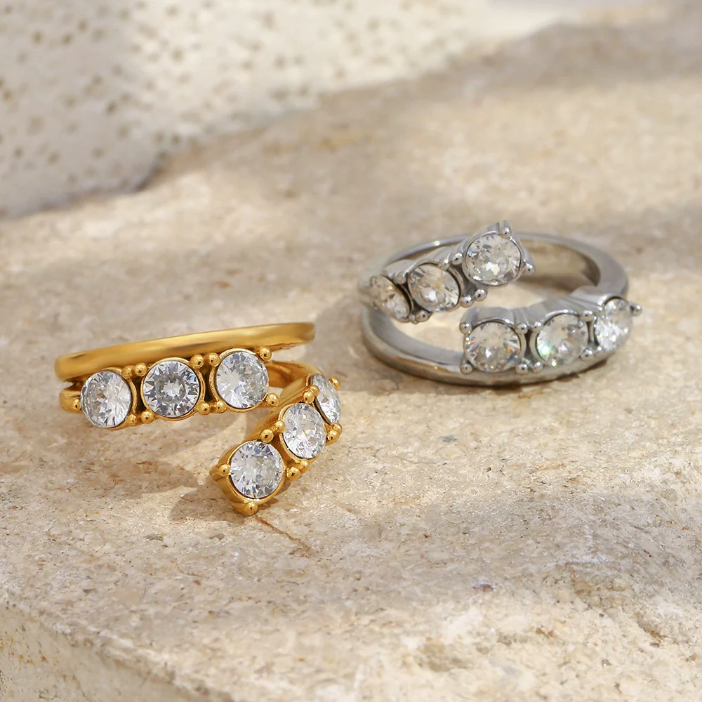 Wholesale Women's Light Luxury Geometric Stainless Steel Vacuum Plated Ring Jewelry - Image 3