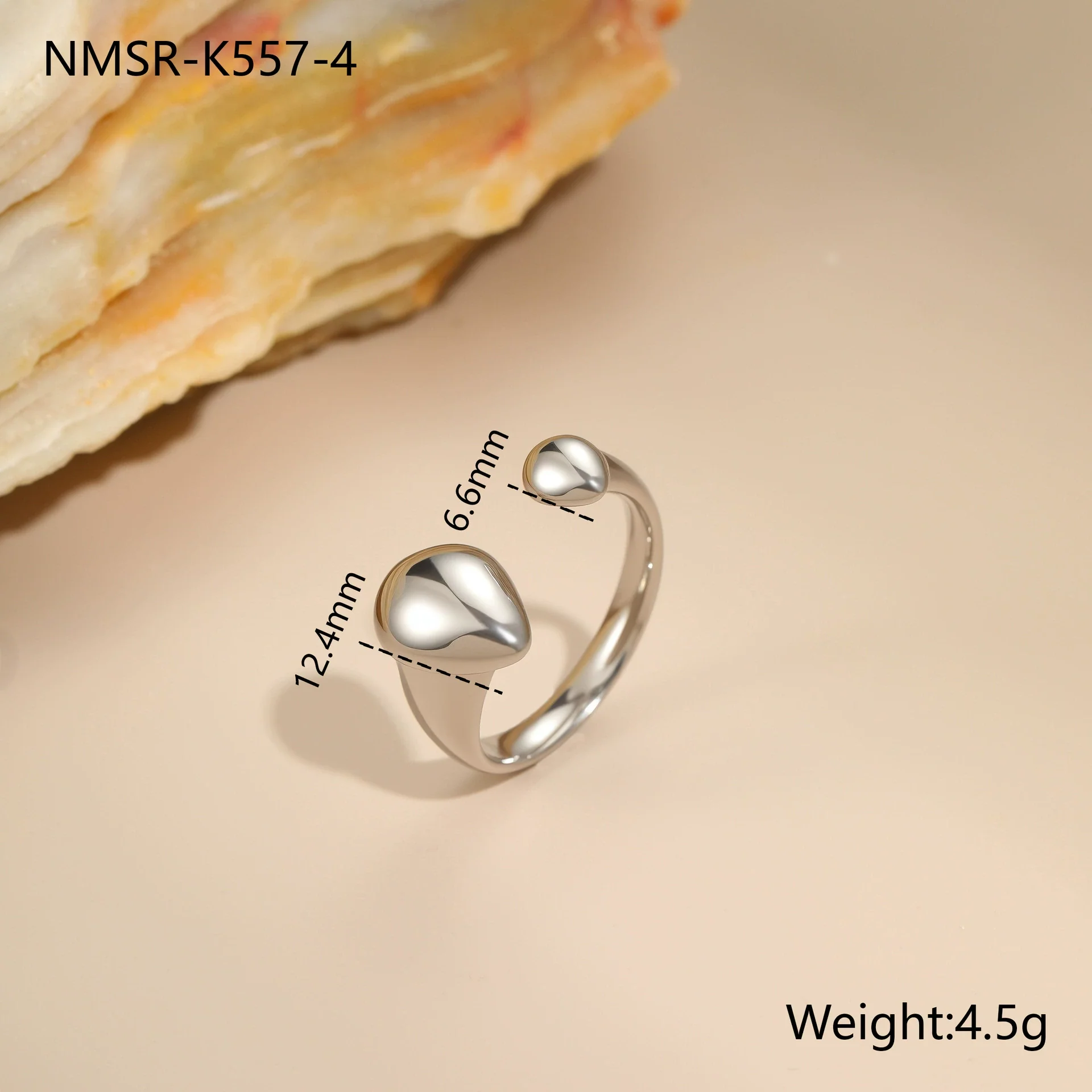 Wholesale Women's Light Luxury Geometric Star Heart Shape Stainless Steel Electroplated Open Ring Hand Jewelry - Image 13