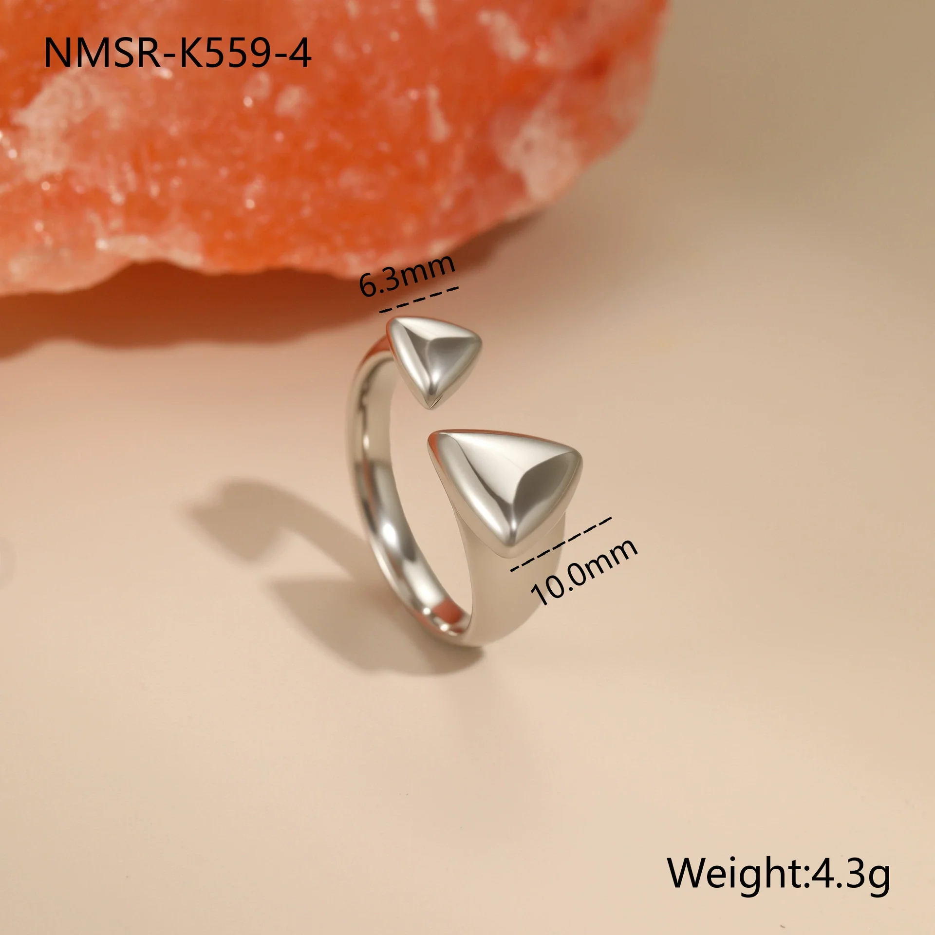 Wholesale Women's Light Luxury Geometric Star Heart Shape Stainless Steel Electroplated Open Ring Hand Jewelry - Image 21