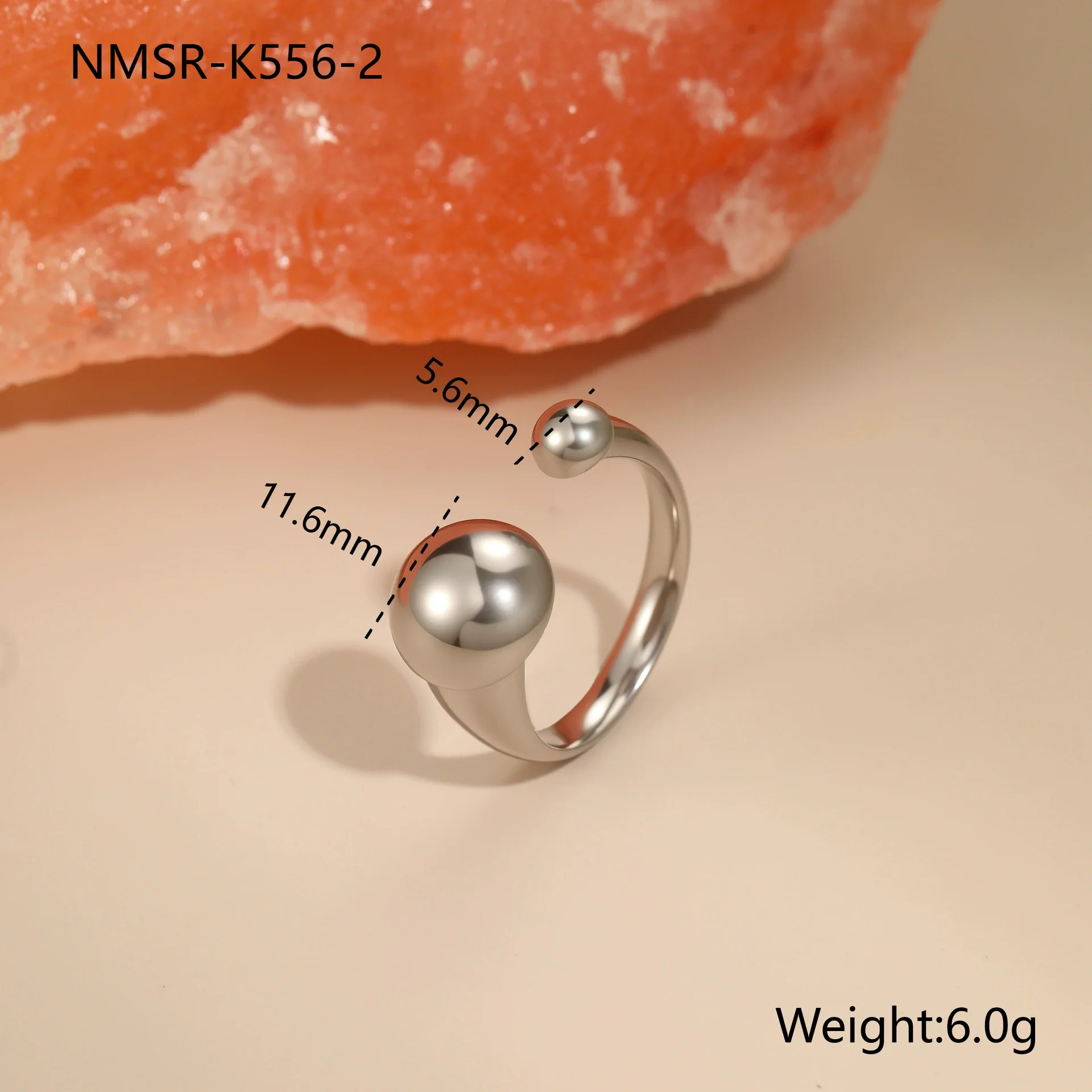 Wholesale Women's Light Luxury Geometric Star Heart Shape Stainless Steel Electroplated Open Ring Hand Jewelry - Image 7