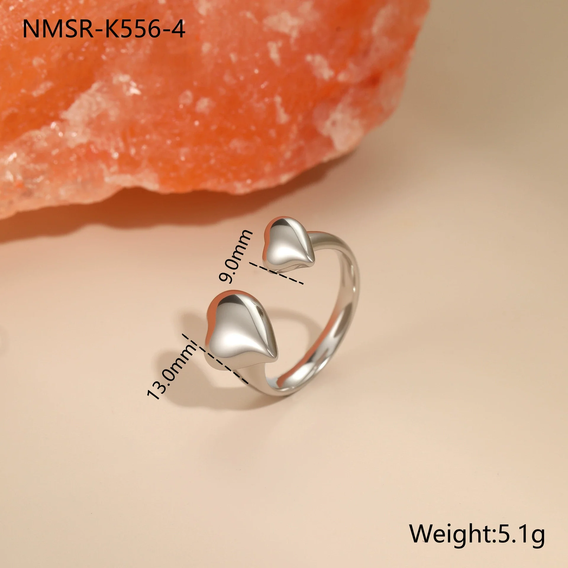 Wholesale Women's Light Luxury Geometric Star Heart Shape Stainless Steel Electroplated Open Ring Hand Jewelry - Image 9