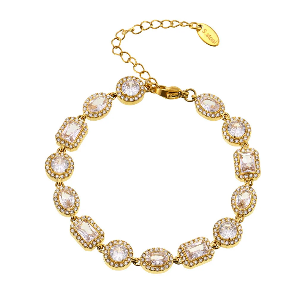 Wholesale Women's Light Luxury Geometric Titanium Steel Electroplated Diamond Bracelet - Image 5