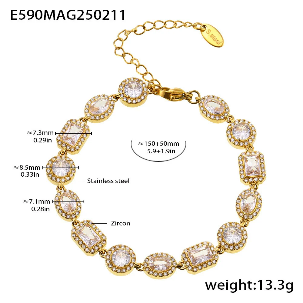 Wholesale Women's Light Luxury Geometric Titanium Steel Electroplated Diamond Bracelet - Image 6