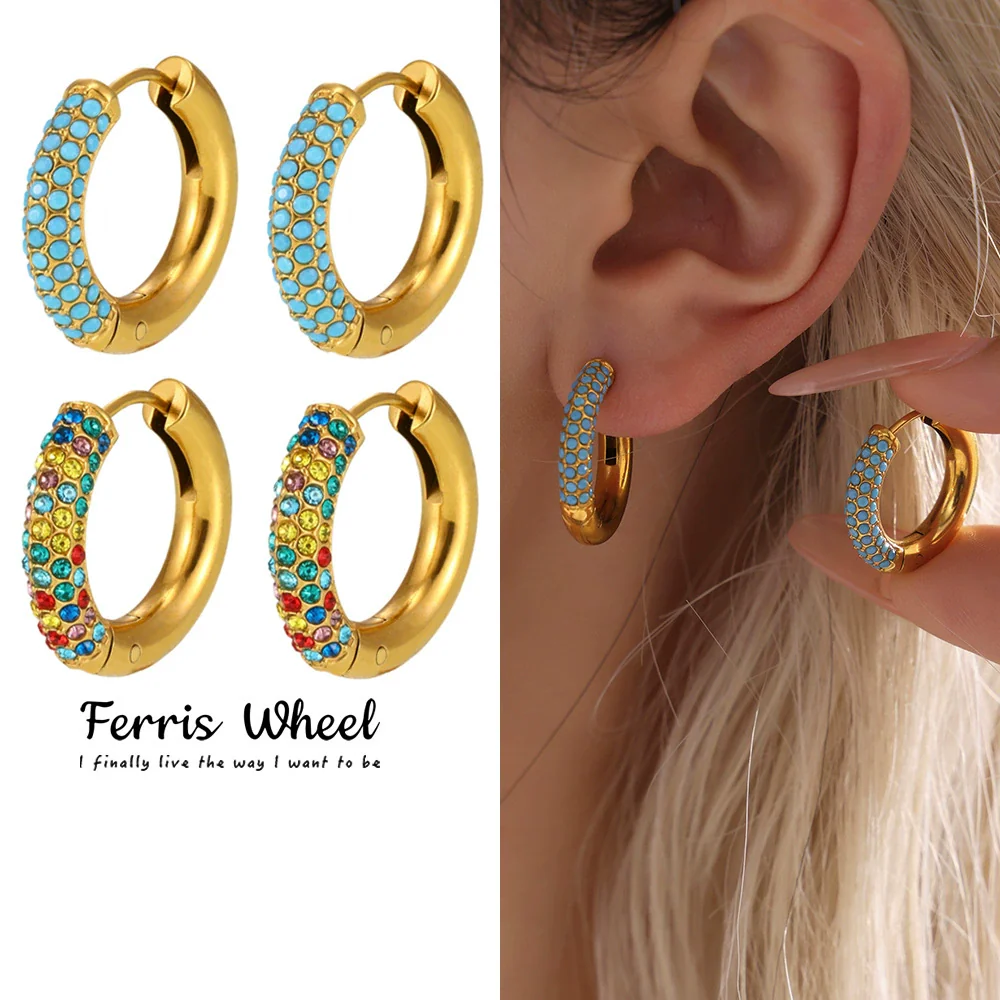 Wholesale Women's Light Luxury Geometric Titanium Steel Stainless Steel Electroplated Ferris Wheel Circle Earrings