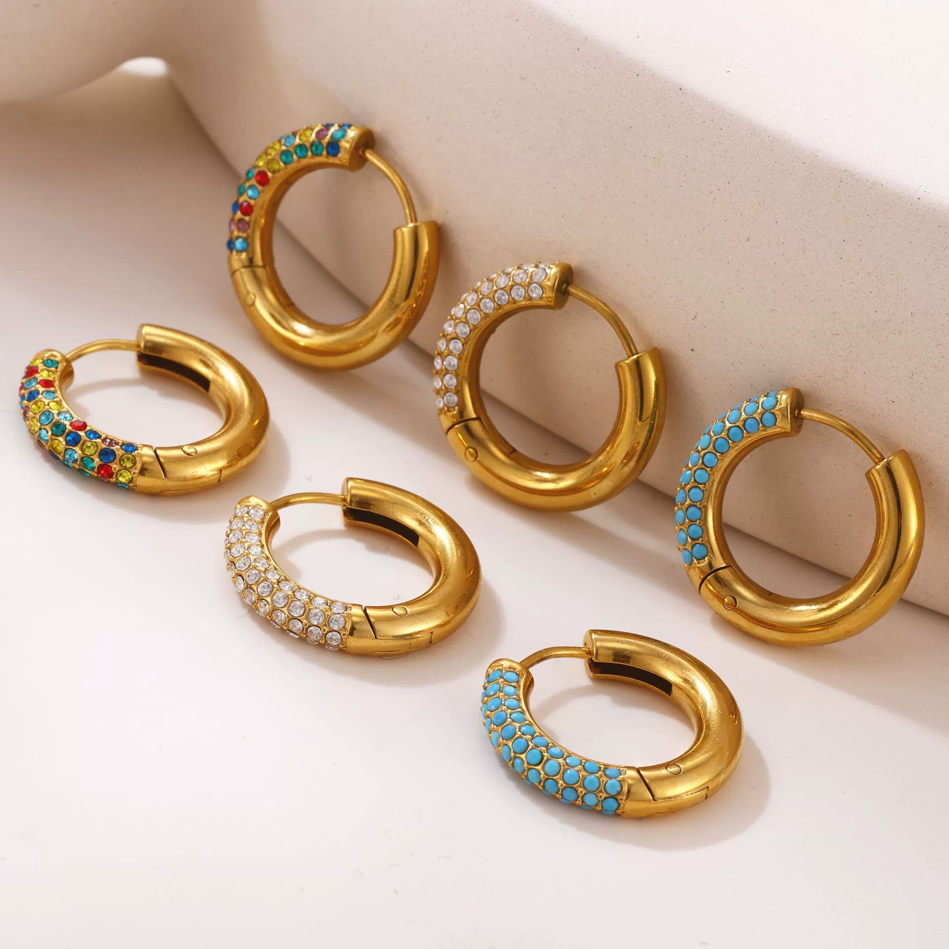 Wholesale Women's Light Luxury Geometric Titanium Steel Stainless Steel Electroplated Ferris Wheel Circle Earrings - Image 2
