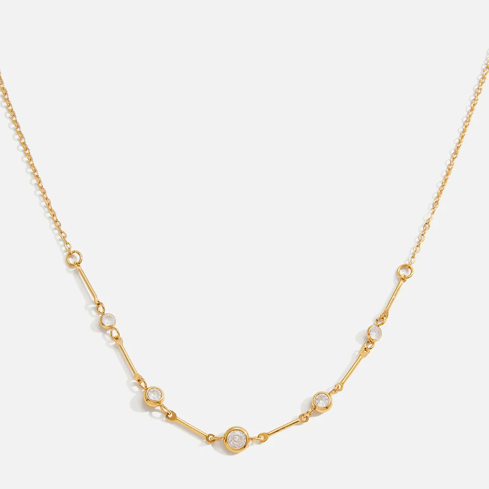 Wholesale Women's Light Luxury Geometric Zircon Stainless Steel Electroplated Necklace