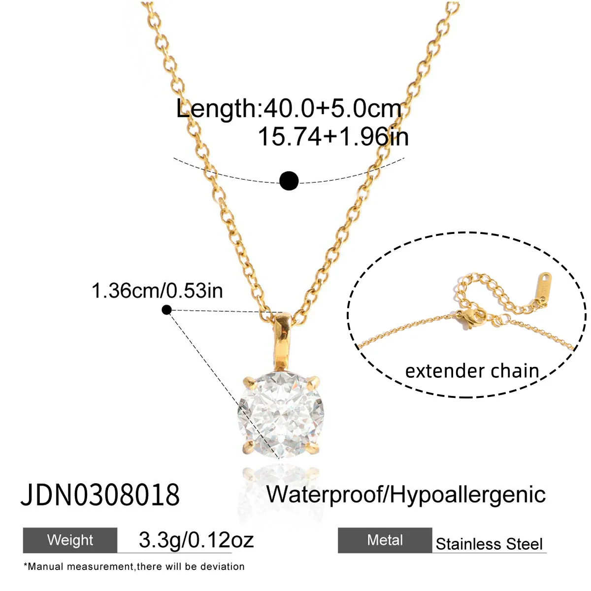 Wholesale Women's Light Luxury Geometric Zircon Stainless Steel Electroplated Necklace - Image 7