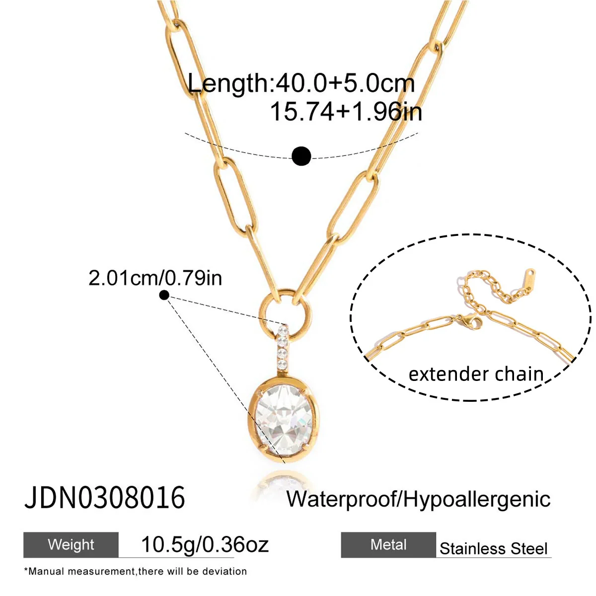 Wholesale Women's Light Luxury Geometric Zircon Stainless Steel Electroplated Necklace - Image 8