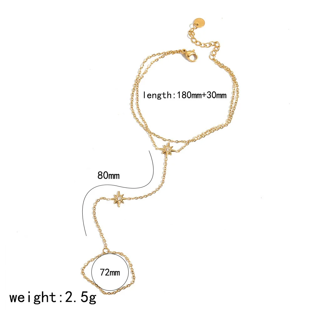 Wholesale Women's Light Luxury Gold Plated Stainless Steel Flower Shape Finger Chain Bracelet With Zircon - Image 7