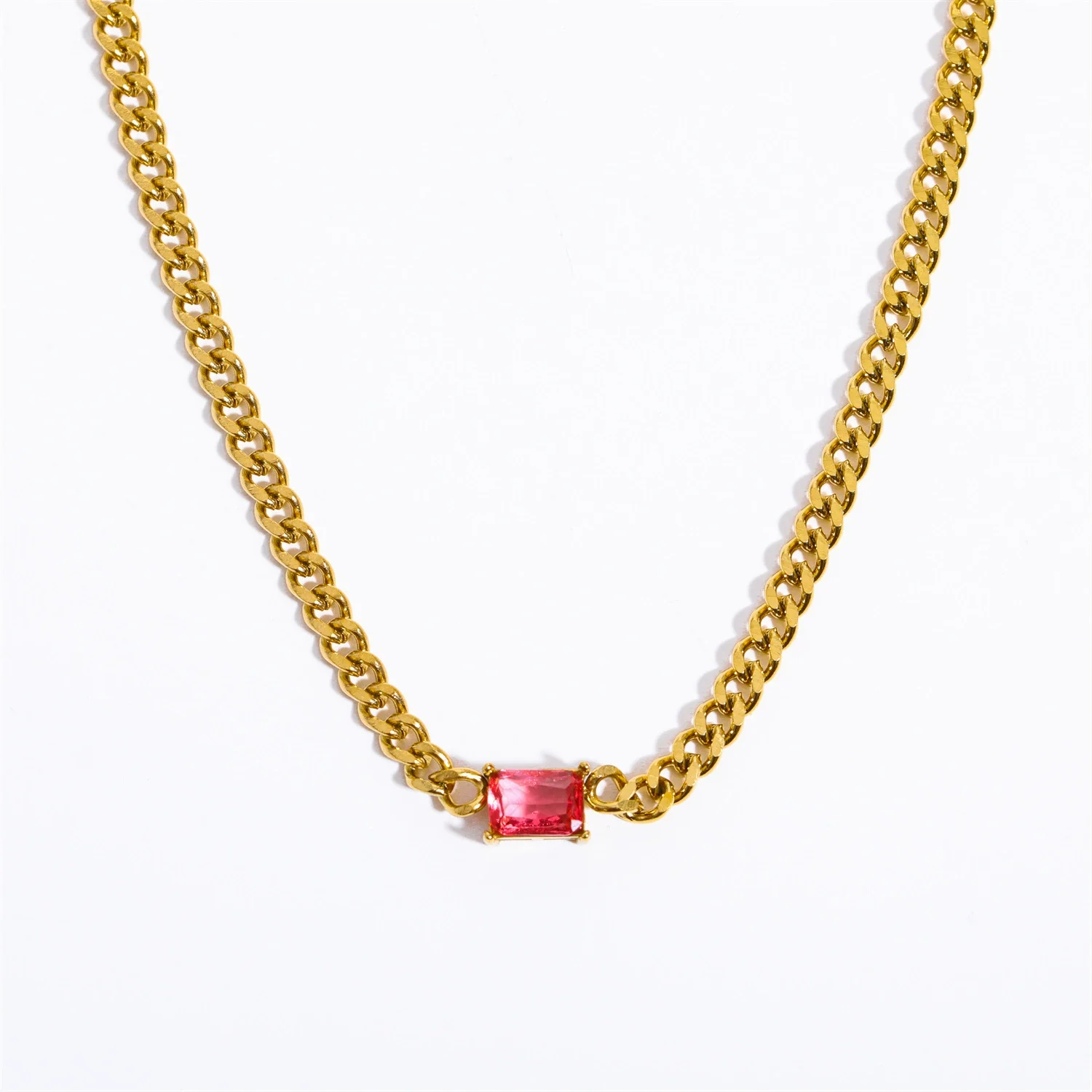 Wholesale Women's Light Luxury Heartshaped Titanium Steel Cuban Chain Necklace With Diamond Treatment - Image 7
