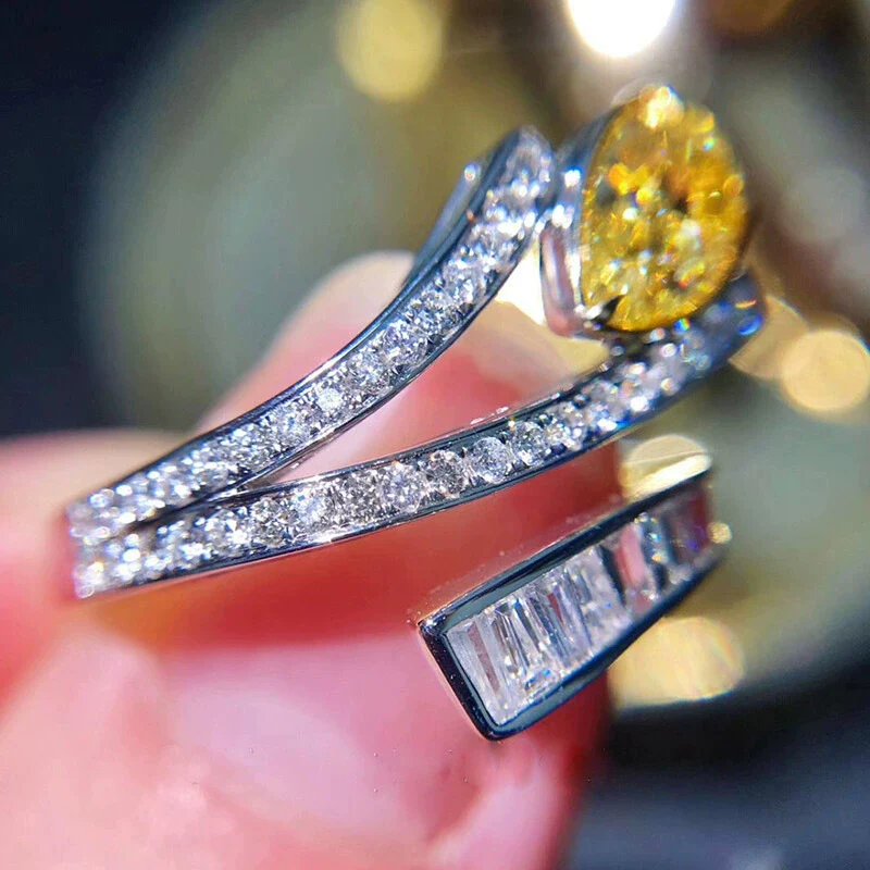 Wholesale Women's Light Luxury Highend Fashion Open Ring Group Set And Bracelet With Copper Material And Drop Shape Zircon Design - Image 3