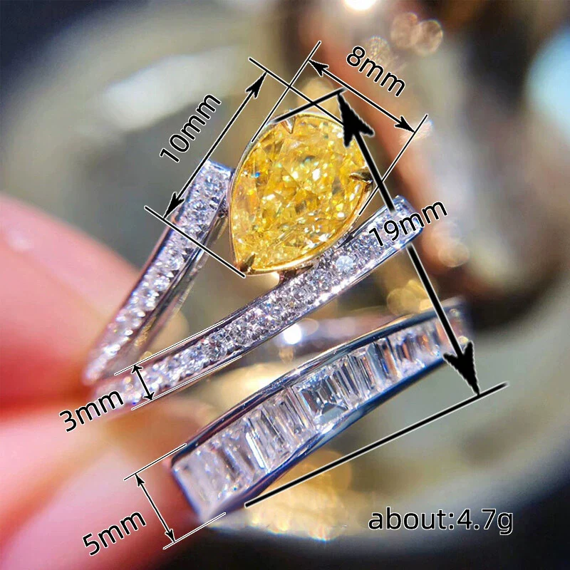 Wholesale Women's Light Luxury Highend Fashion Open Ring Group Set And Bracelet With Copper Material And Drop Shape Zircon Design - Image 4