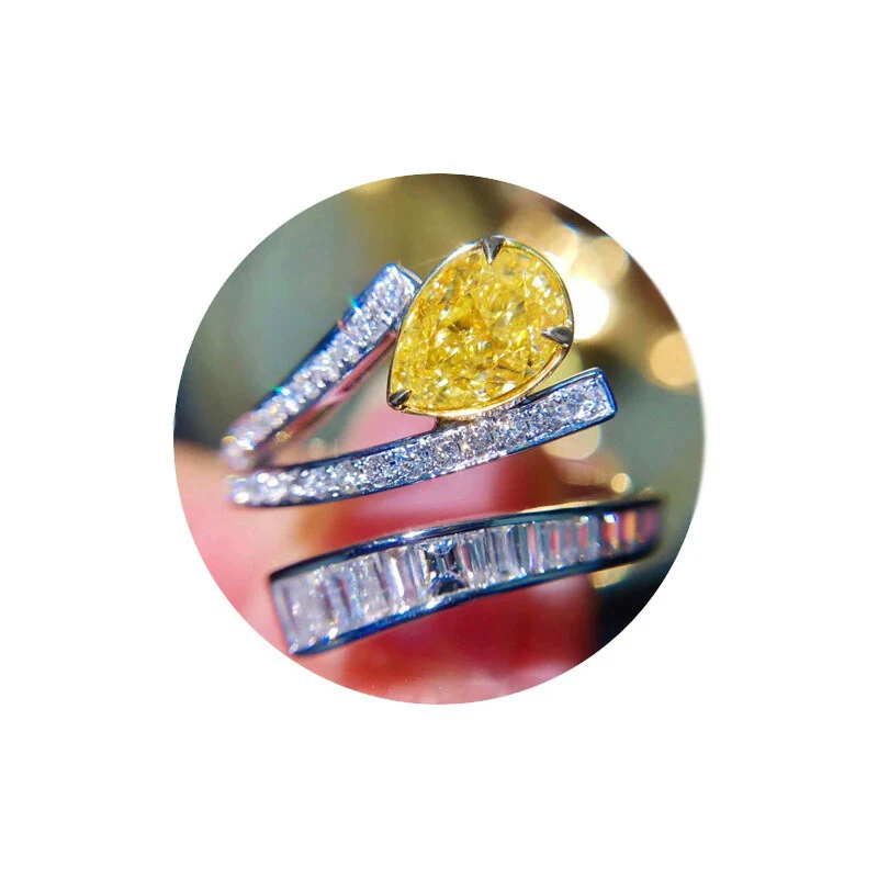 Wholesale Women's Light Luxury Highend Fashion Open Ring Group Set And Bracelet With Copper Material And Drop Shape Zircon Design - Image 5