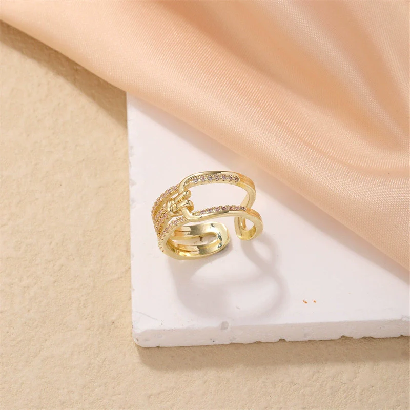 Wholesale Women's Light Luxury Hip Hop Style Copper Ring With Electroplating - Image 3