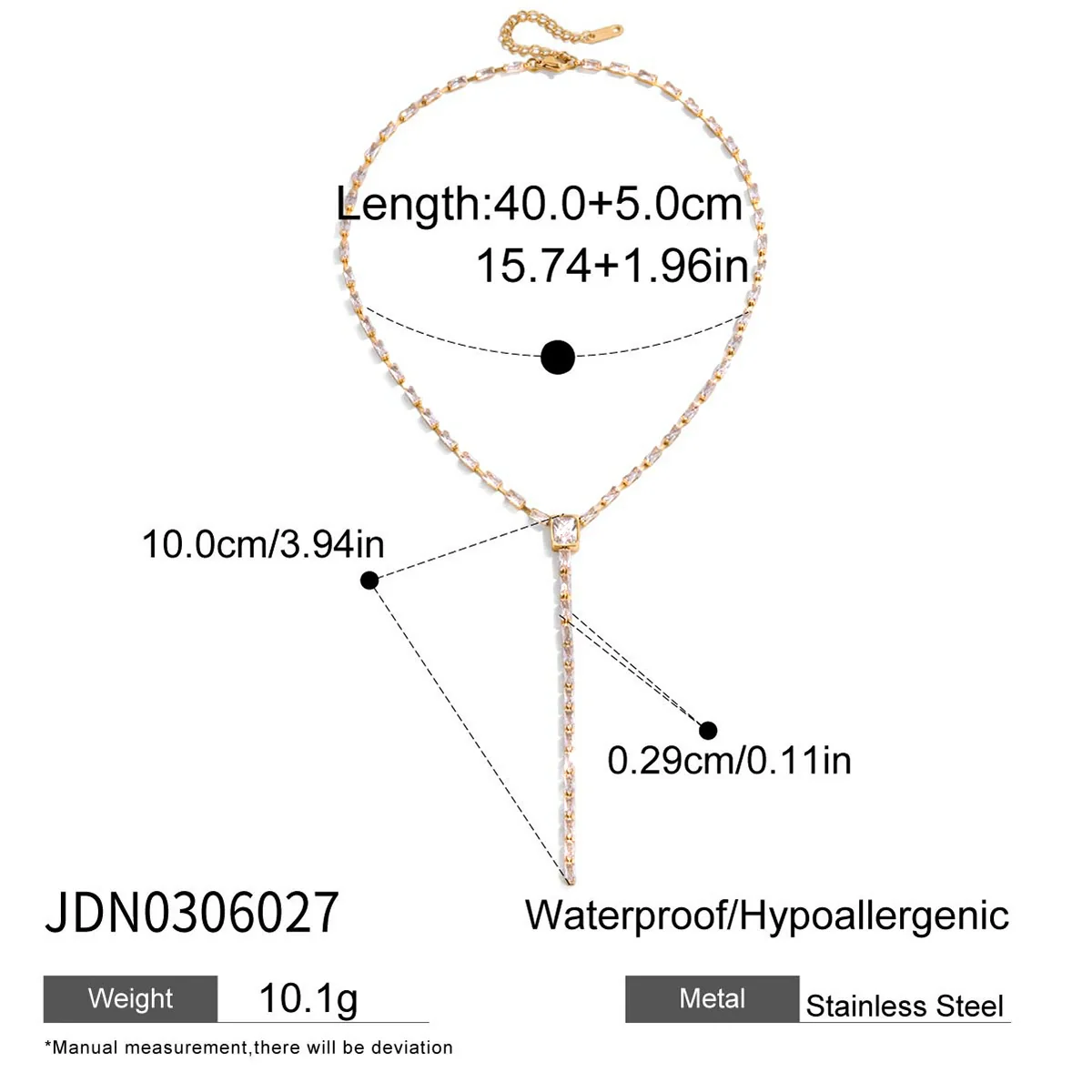 Wholesale Women's Light Luxury Minimalist Electroplated Stainless Steel Zircon Drop Shape Pendant Necklace With Oshaped Chain - Image 7