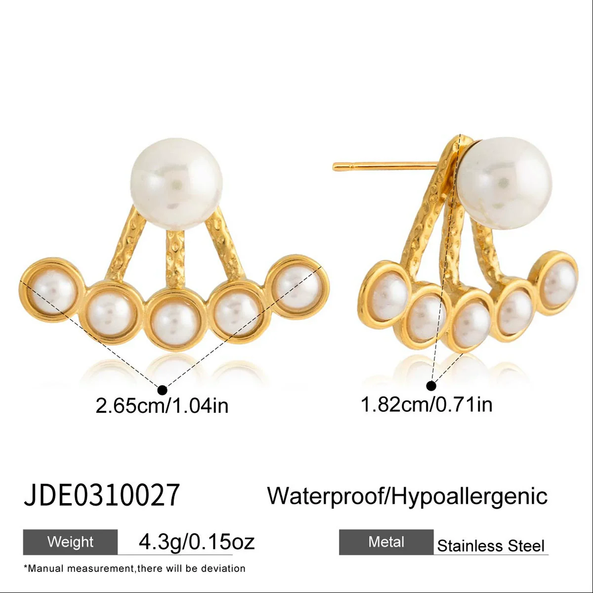 Wholesale Women's Light Luxury Minimalist Geometric Stainless Steel 18K Gold Electroplated Fanshaped Earrings - Image 6