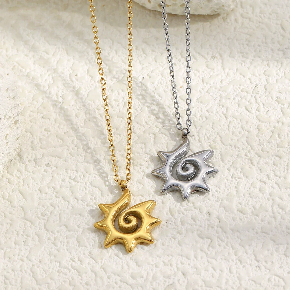 Wholesale Women's Light Luxury Minimalist Geometric Stainless Steel 18K Gold Plated Pendant Necklace - Image 4