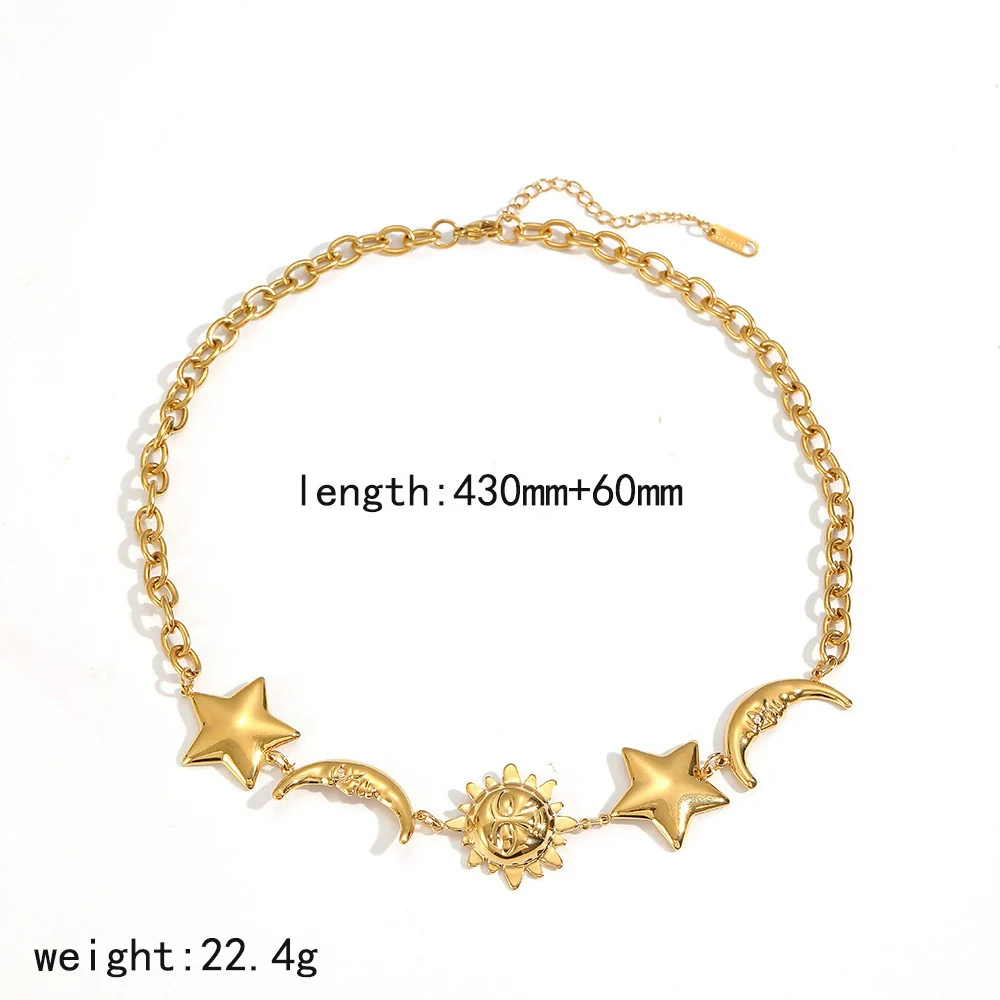 Wholesale Women's Light Luxury Minimalist Star Shape Real Gold Plated Stainless Steel Jewelry Set Necklace Bracelet - Image 10