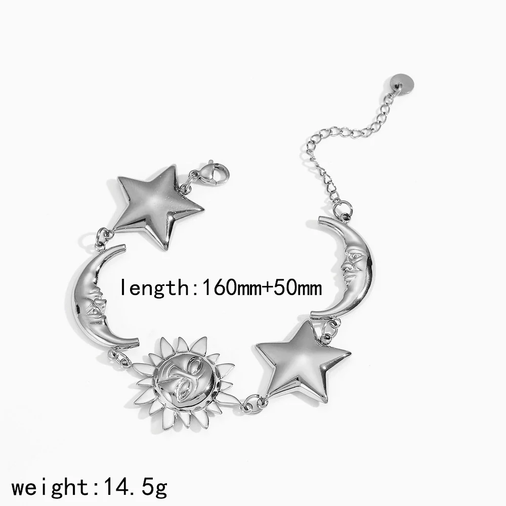 Wholesale Women's Light Luxury Minimalist Star Shape Real Gold Plated Stainless Steel Jewelry Set Necklace Bracelet - Image 7