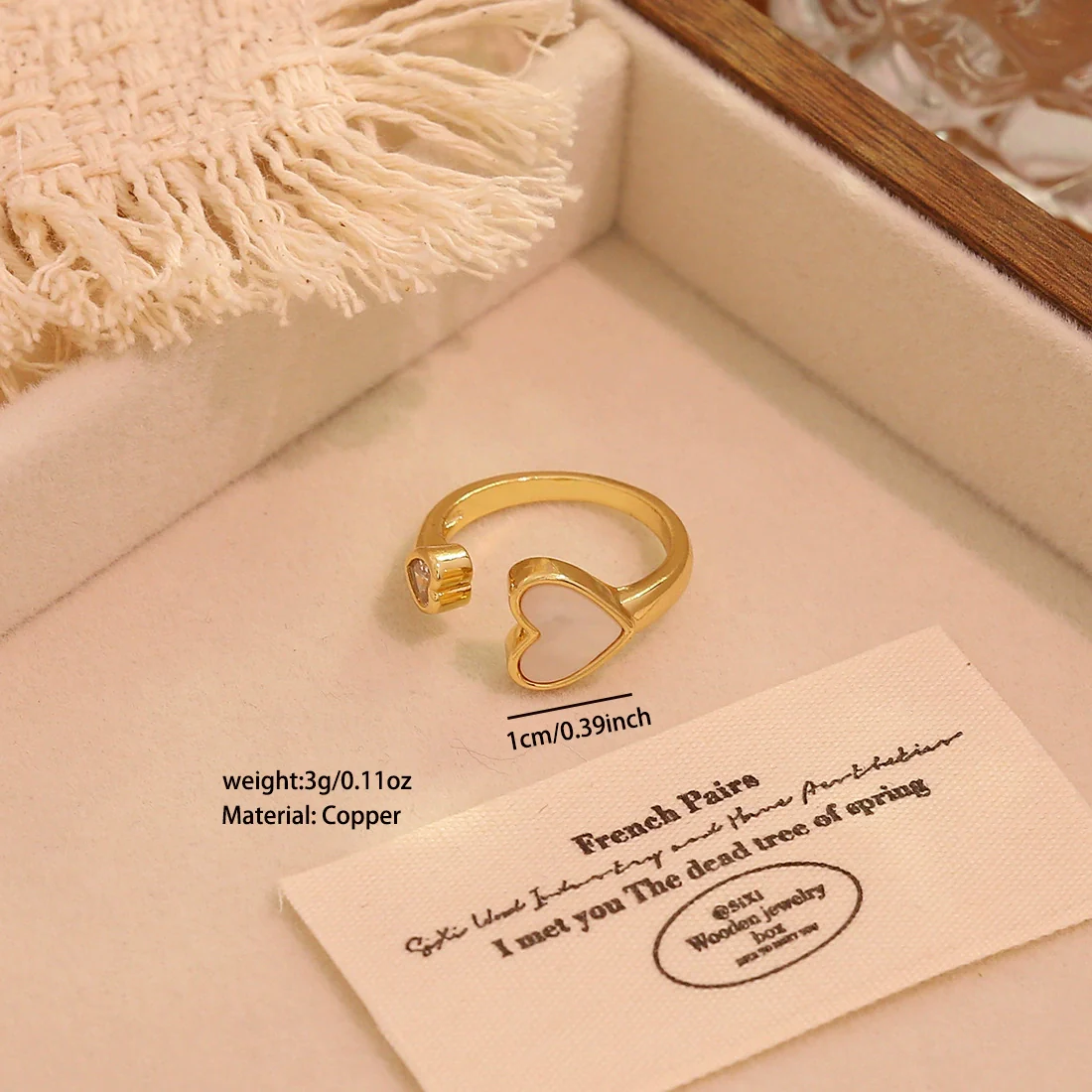 Wholesale Women's Light Luxury Real Gold Plated Copper Heart Shape Star And Moon Open Ring Jewelry - Image 10