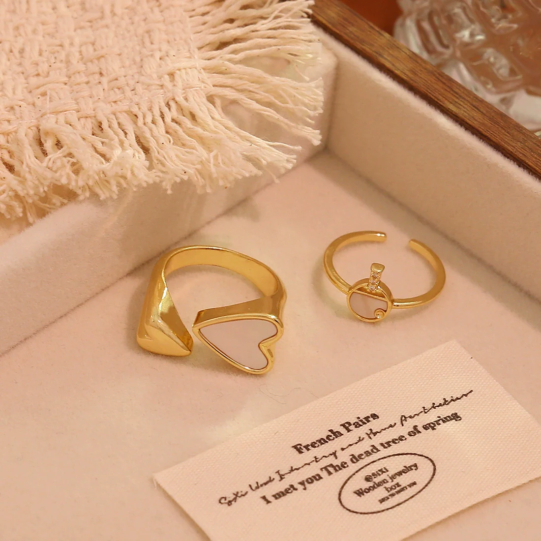 Wholesale Women's Light Luxury Real Gold Plated Copper Heart Shape Star And Moon Open Ring Jewelry - Image 3