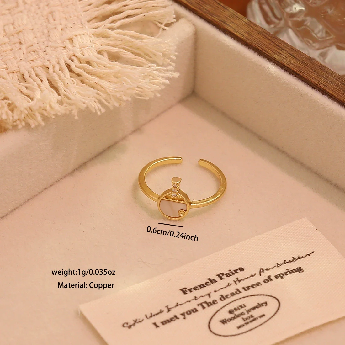 Wholesale Women's Light Luxury Real Gold Plated Copper Heart Shape Star And Moon Open Ring Jewelry - Image 7