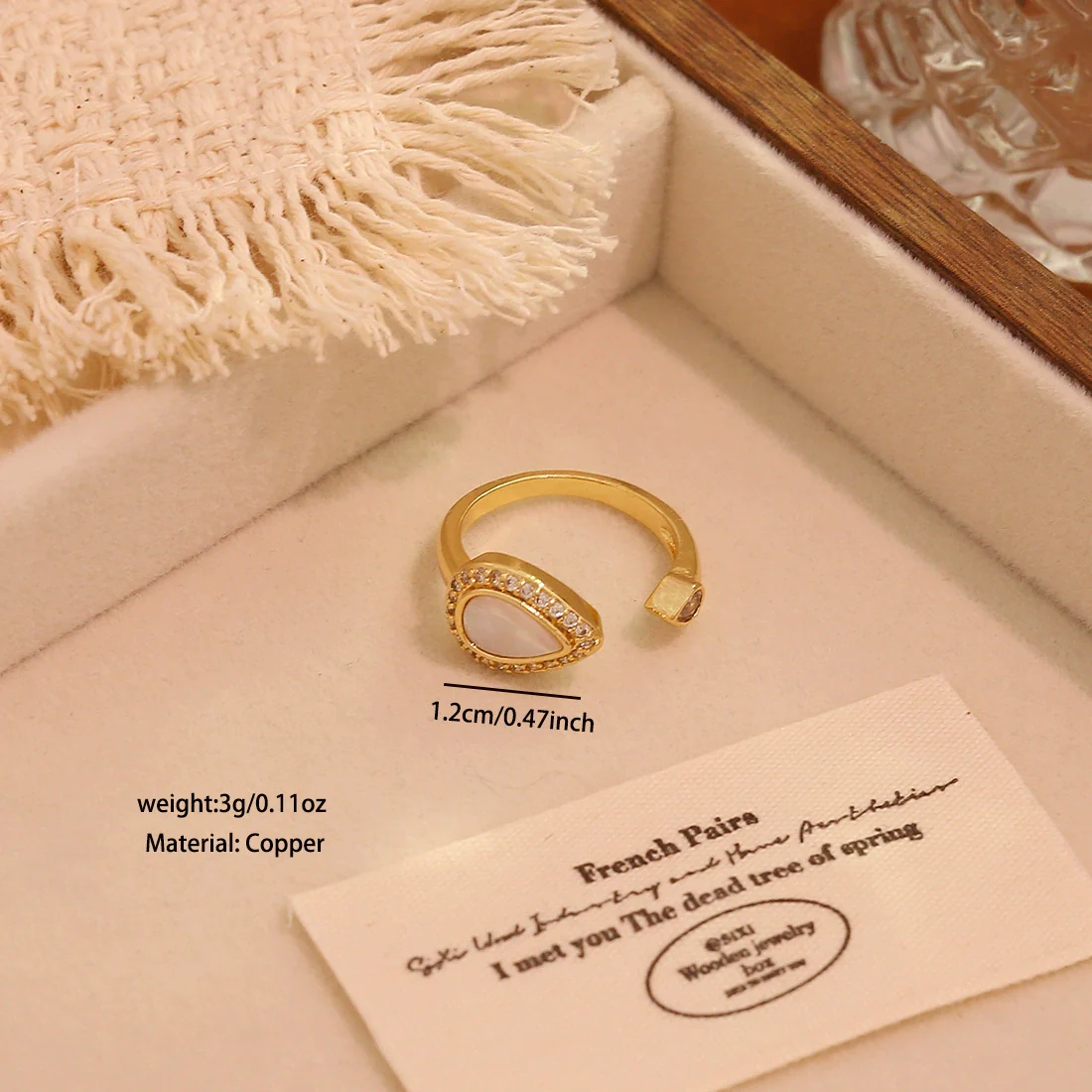 Wholesale Women's Light Luxury Real Gold Plated Copper Heart Shape Star And Moon Open Ring Jewelry - Image 8