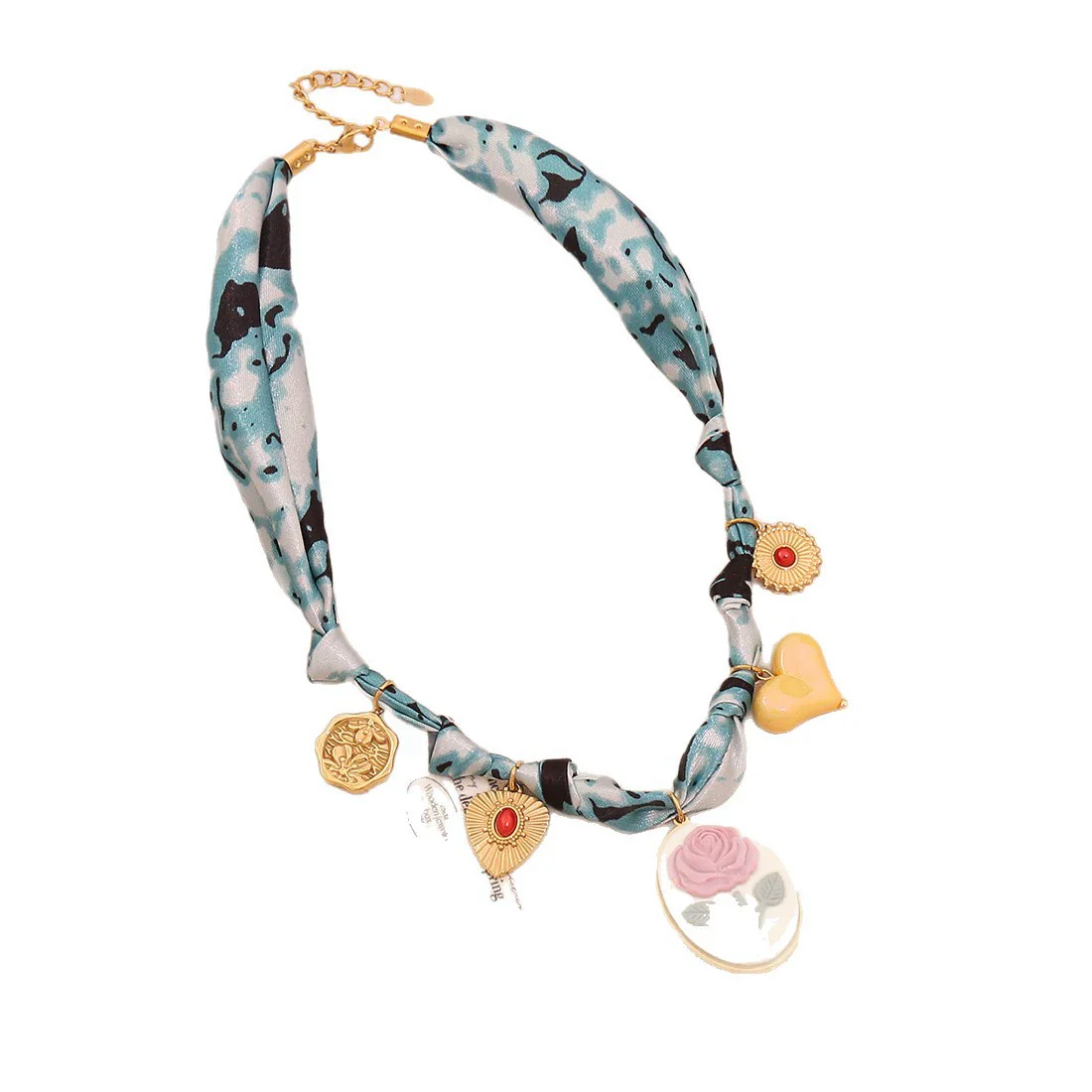 Wholesale Women's Light Luxury Real Gold Plated Handmade Flower Heart Scarf Chain Necklace Accessories - Image 5