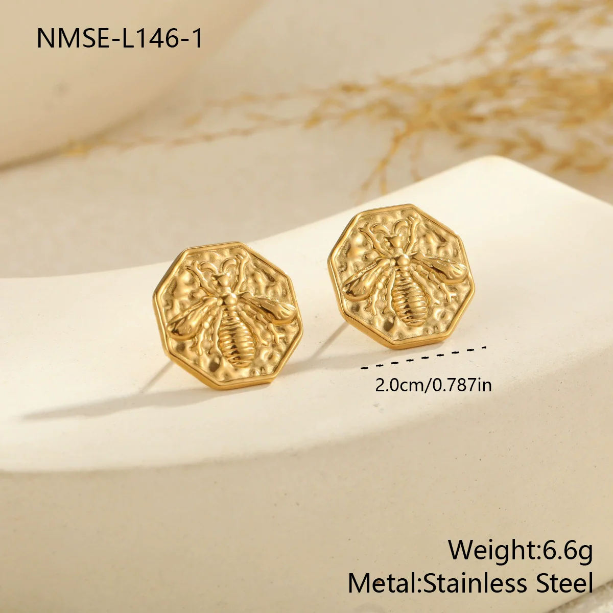 Wholesale Women's Light Luxury Round Stainless Steel 18K Gold Plated Earrings - Image 6