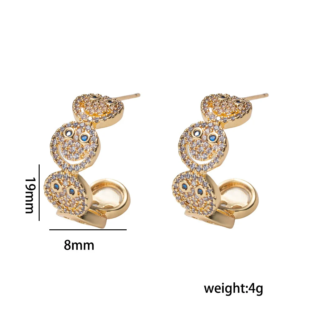 Wholesale Women's Light Luxury Smiley Face Electroplated Titanium Steel And Copper Necklace And Earrings Set - Image 4