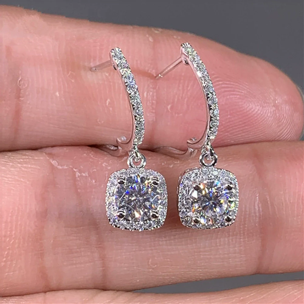 Wholesale Women's Light Luxury Square Ushaped Zinc Alloy Rhinestone Electroplated Ear Buckle - Image 4