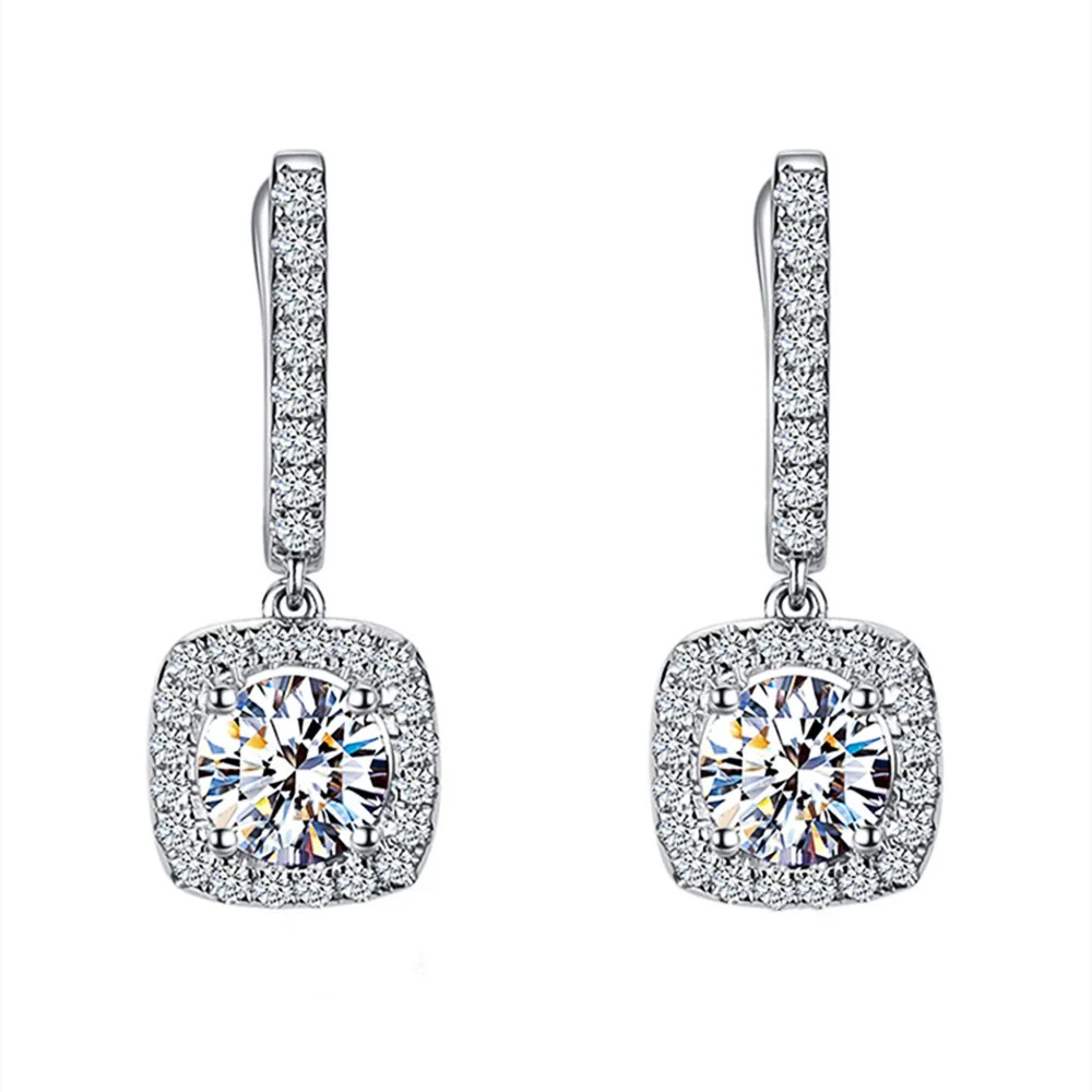 Wholesale Women's Light Luxury Square Ushaped Zinc Alloy Rhinestone Electroplated Ear Buckle - Image 5