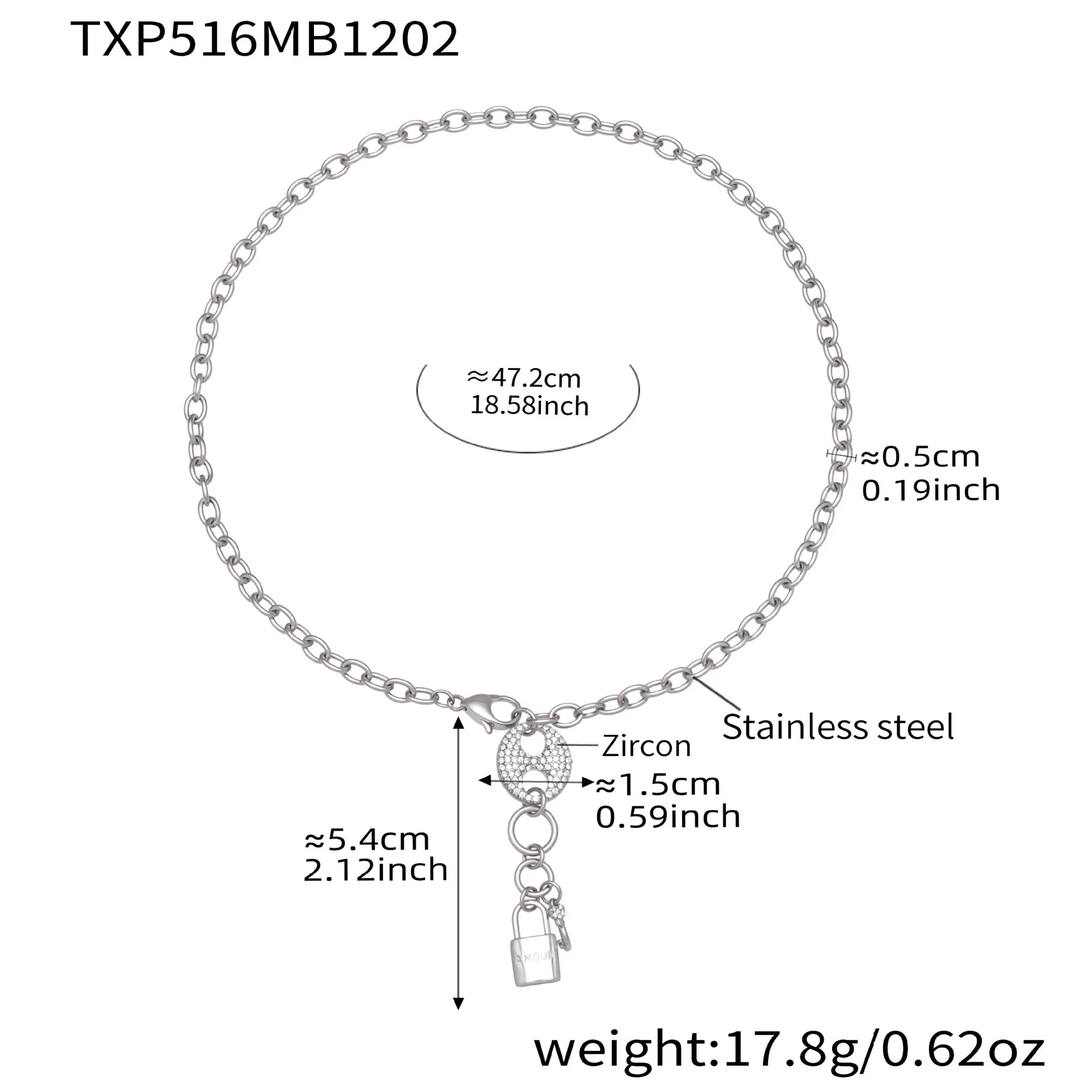 Wholesale Women's Light Luxury Stainless Steel And Zircon Pig Nose Lock Tassel Pendant 18K Real Gold Plated Necklace And Bracelet Set - Image 7