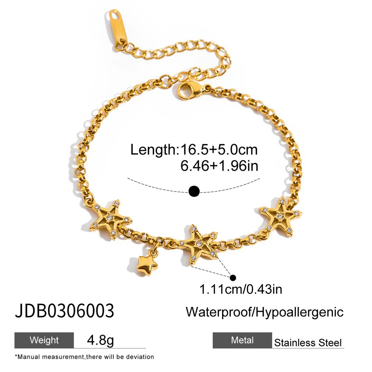 Wholesale Women's Light Luxury Stainless Steel Electroplated Bracelet With Star And Flower Patterns - Image 11