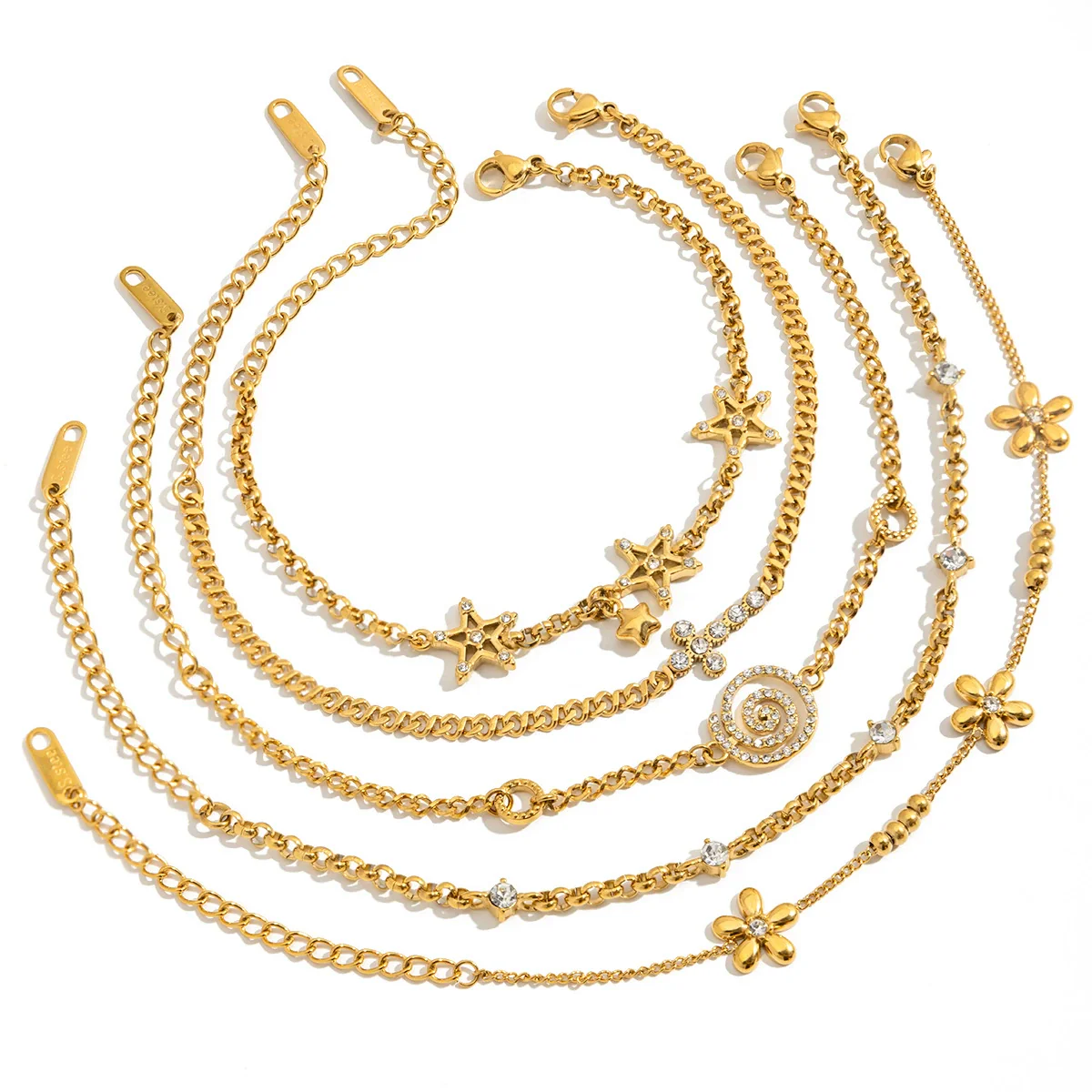 Wholesale Women's Light Luxury Stainless Steel Electroplated Bracelet With Star And Flower Patterns - Image 5