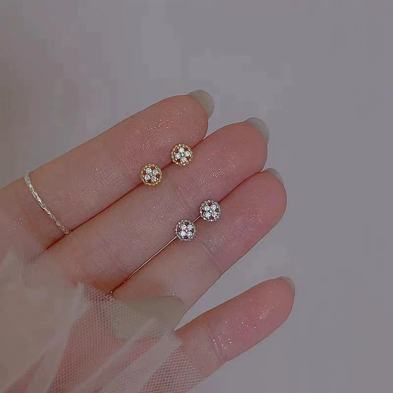 Wholesale Women's Light Luxury Sterling Silver Earrings With Flower Pattern And Zircon Inlay - Image 3