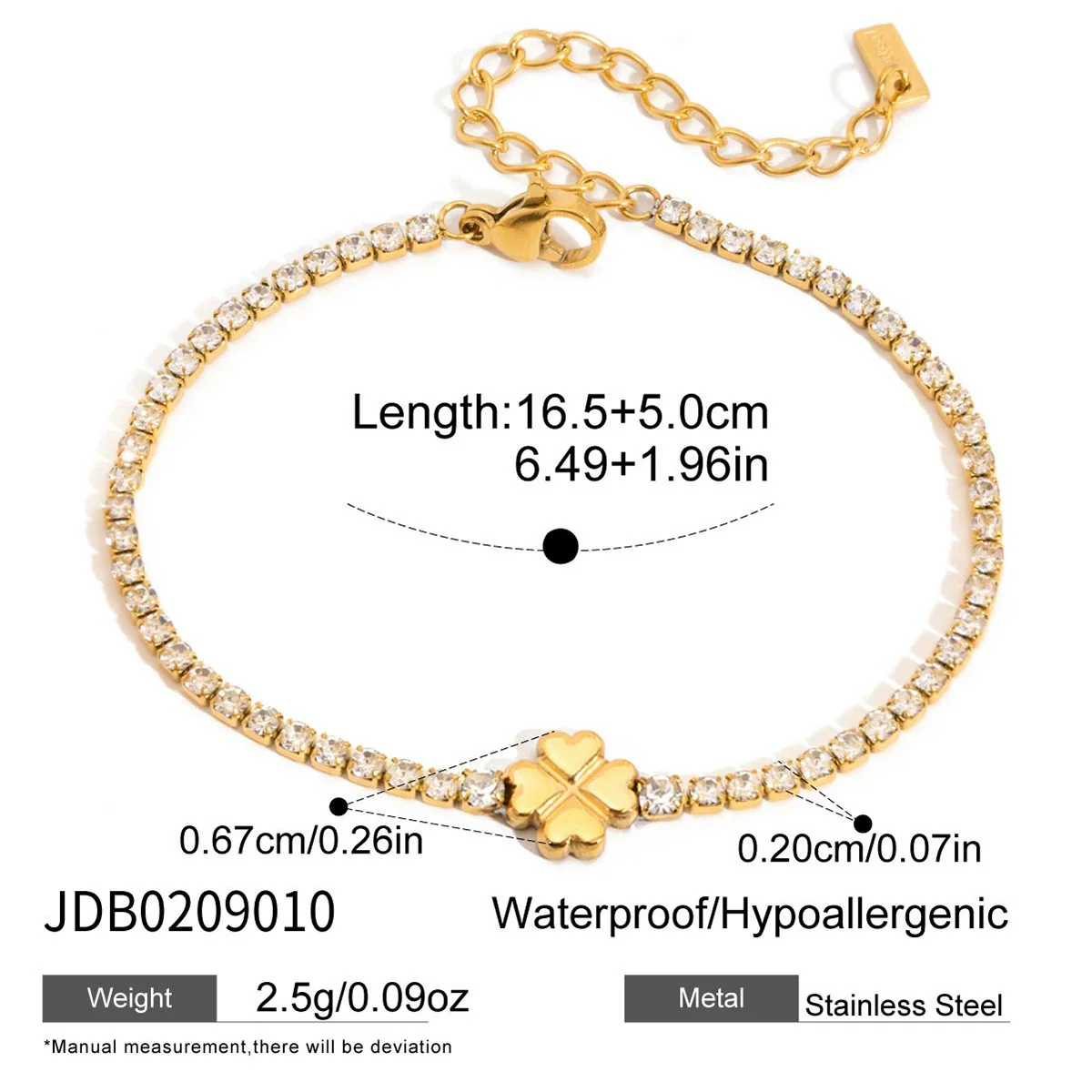 Wholesale Women's Light Luxury Style Electroplated Stainless Steel Flowershaped Drill Chain Bracelet Jewelry - Image 6